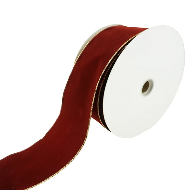 5 Yards Burgundy Wine Dark Red Gold Stitch Christmas Wired Ribbon 1 1/2"W 5 Yards Burgundy Wine Dark Red Gold Stitch Christmas Wired Ribbon 1 1/2"W